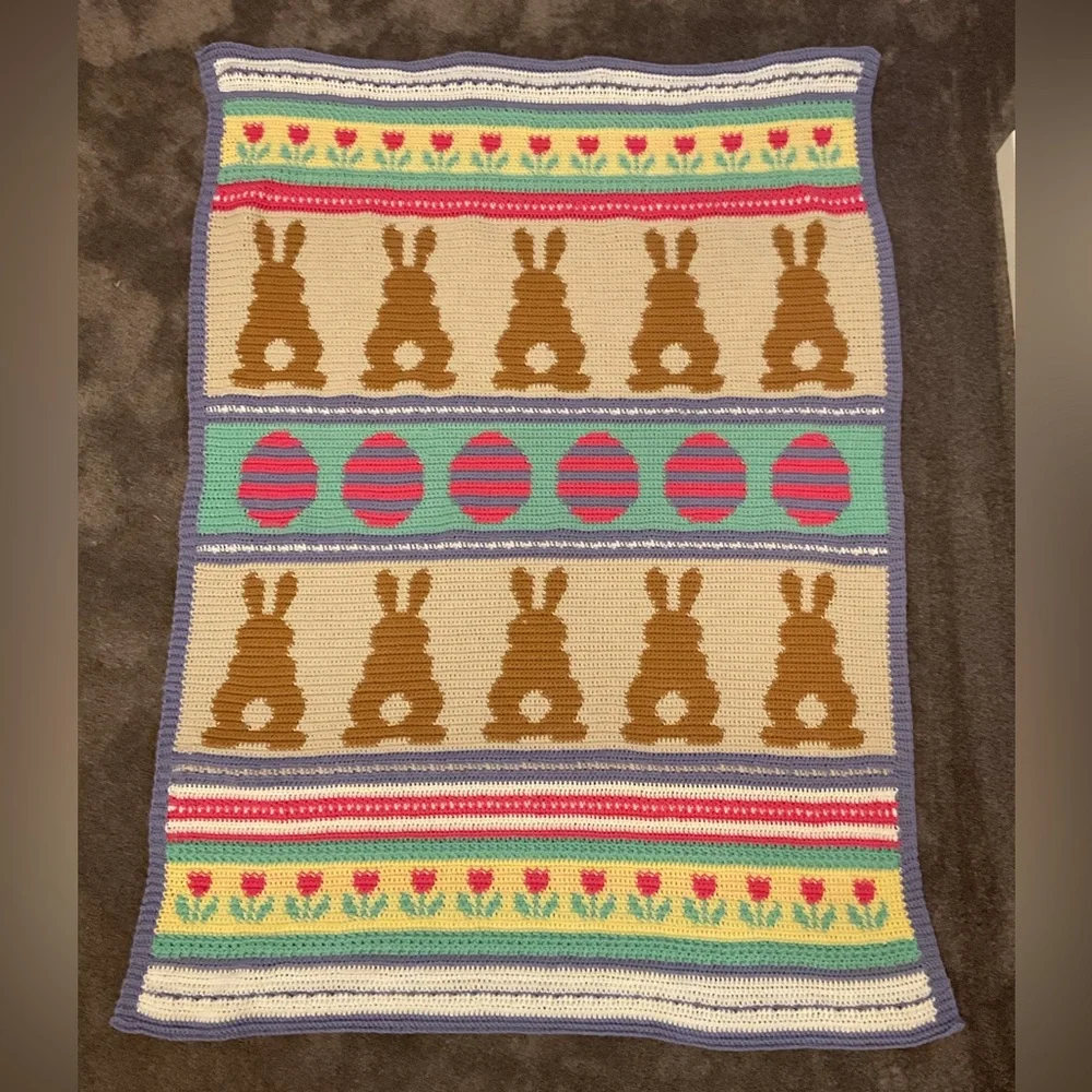 Handmade Crochet Easter Blanket - Picture 5 of 6